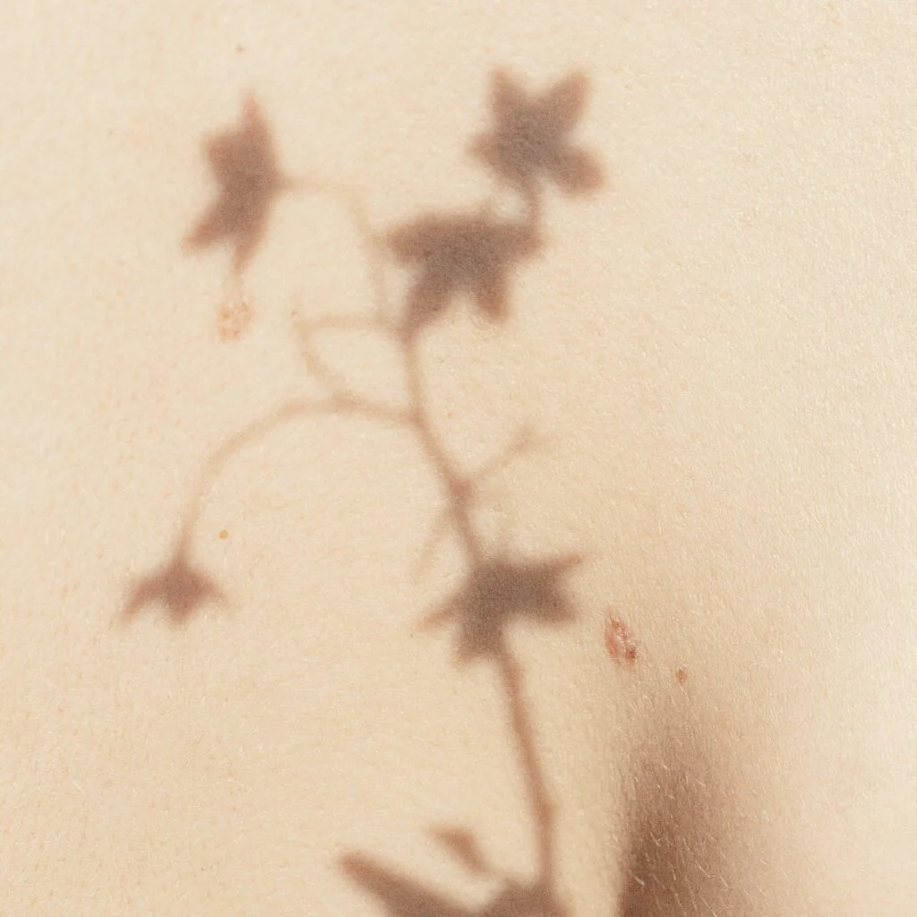 Photographie d’une peau lumineuse illustrant les effets des ingrédients hydratants et non comédogènes composant un savon artisanal de la savonnerie Motsent.