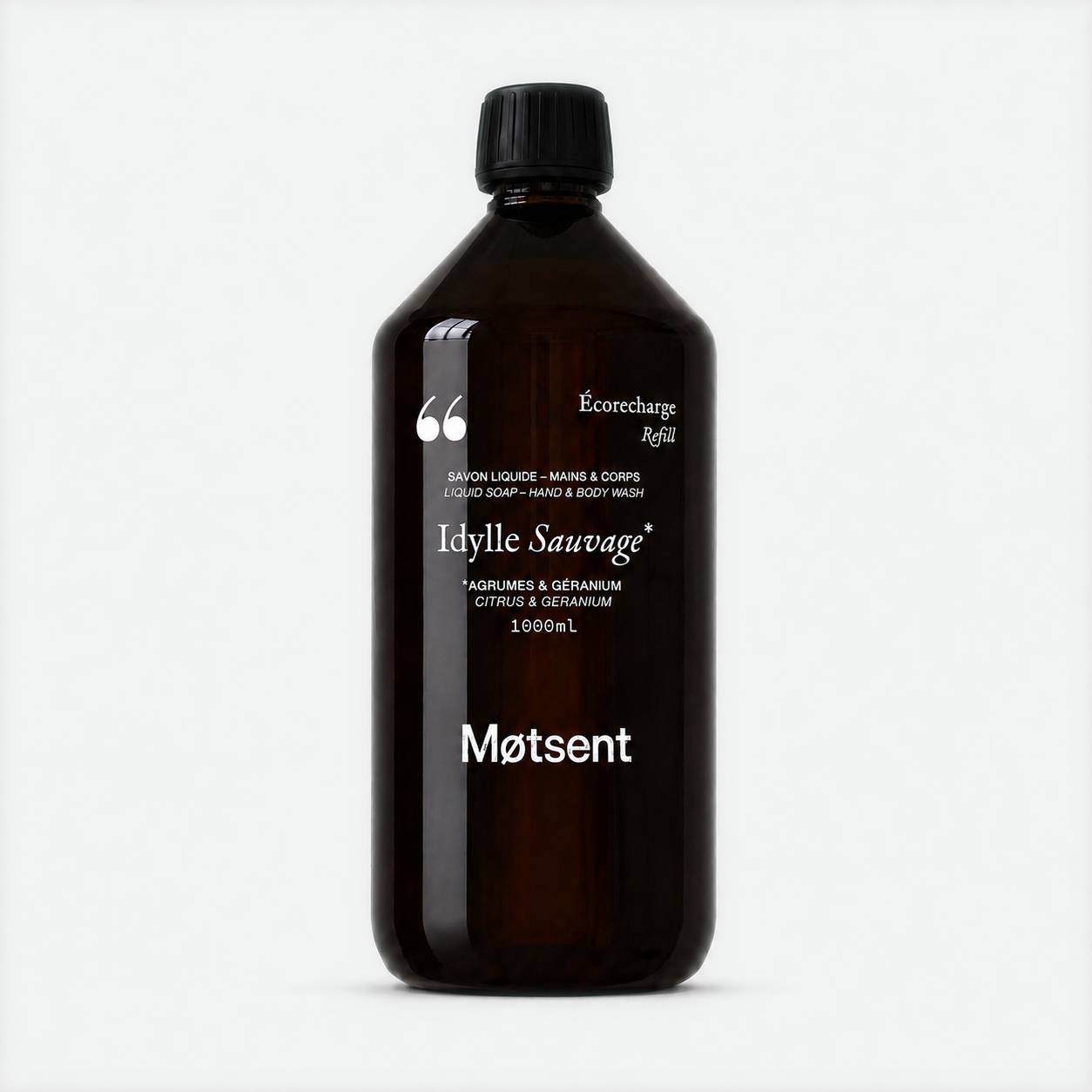 Éco recharge savon liquide Idylle Sauvage - agrumes & géranium Éco-recharge de savon liquide Idylle Sauvage aux notes d'agrumes et de géranium - Motsent