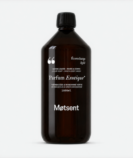 Éco-recharge de savon liquide Parfum Exotique au parfum apaisant d'herbacées et de mandarine verte - Motsent