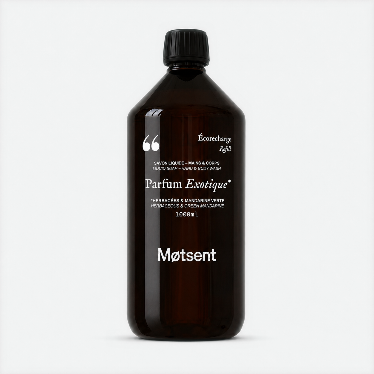 eco-recharge savon liquide Parfum Exotique - herbacées & mandarine verte Éco-recharge de savon liquide Parfum Exotique au parfum apaisant d'herbacées et de mandarine verte - Motsent